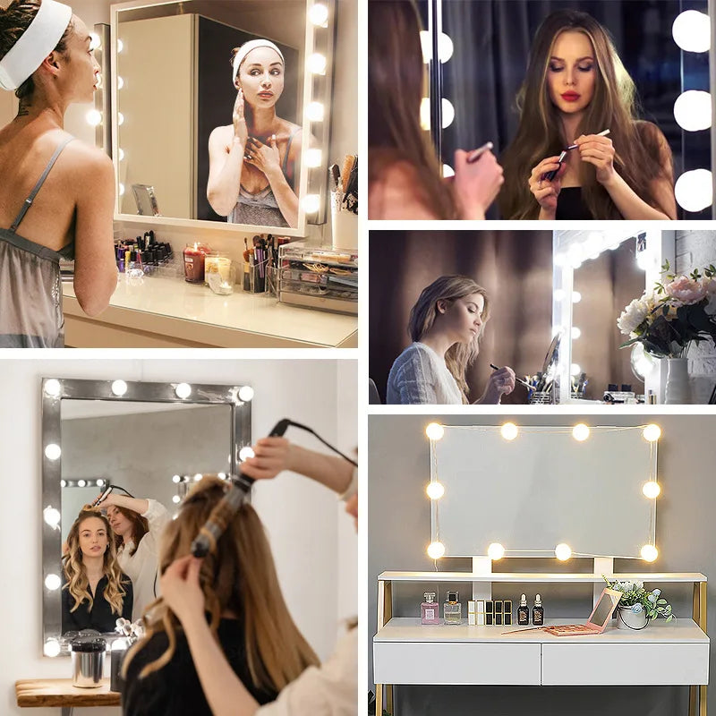 Kit 10 luces LED regulables para espejo de maquillaje - 3 modos - Meritak™