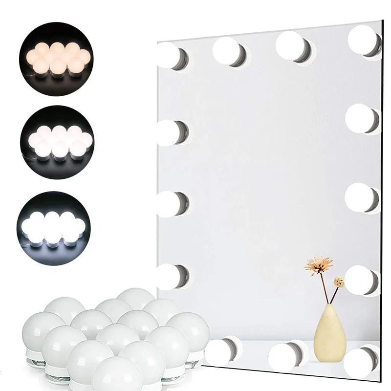Kit 10 luces LED regulables para espejo de maquillaje - 3 modos - Meritak™